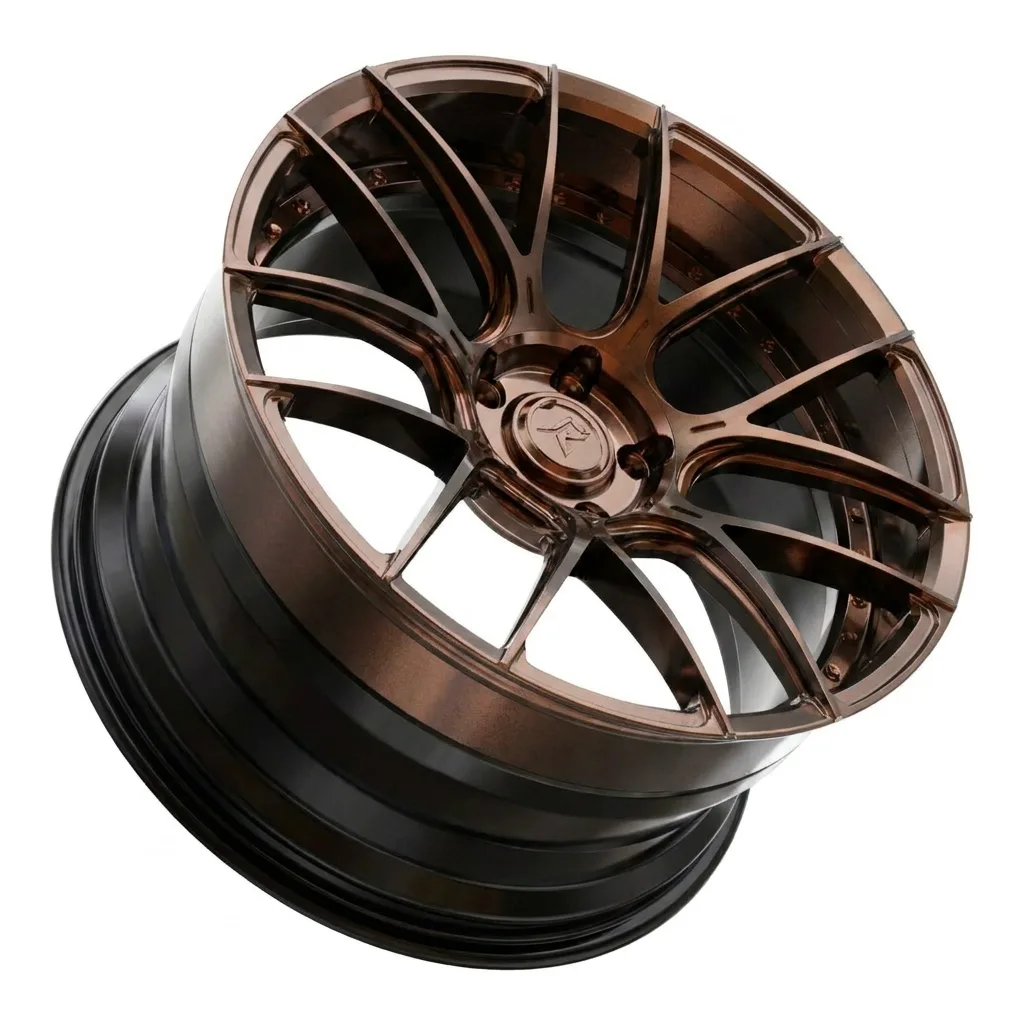 RZR II forged wheel — Polished Bronze / Gloss Black Barrel