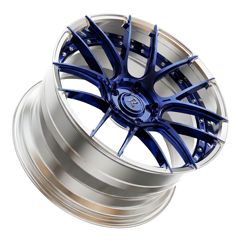RZR II forged wheel — Candy Blue / Polished Barrel