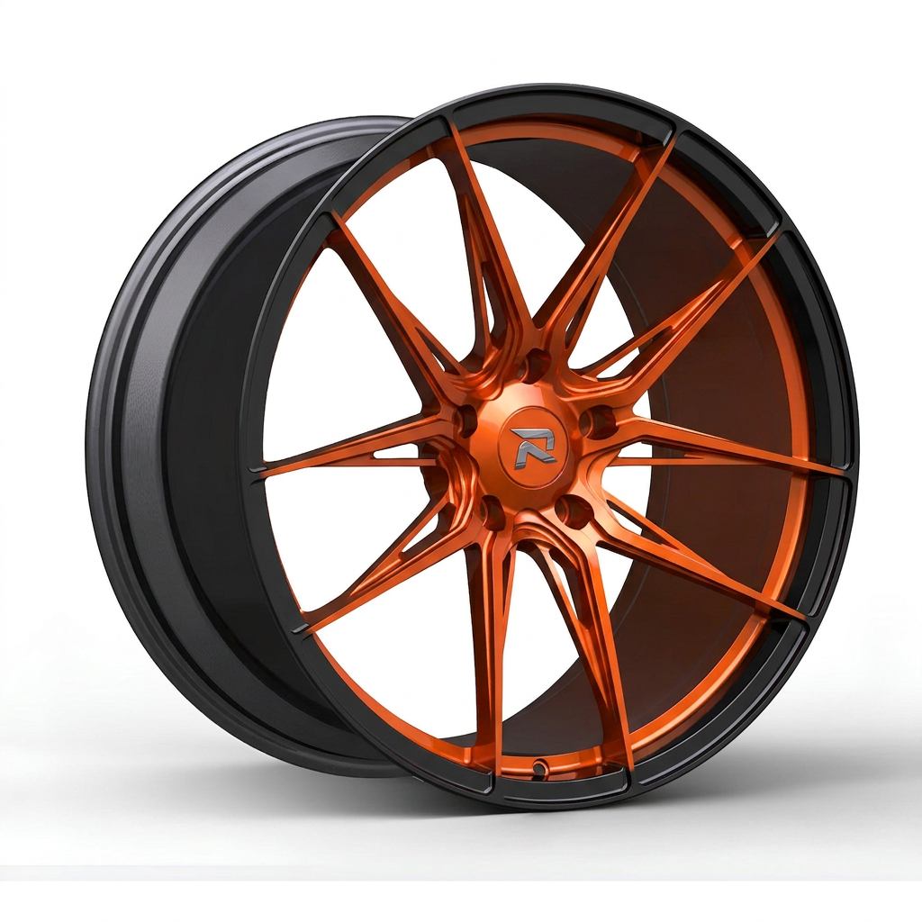 RZR CXCIX forged wheel — Candy Orange / Gloss Black Lip