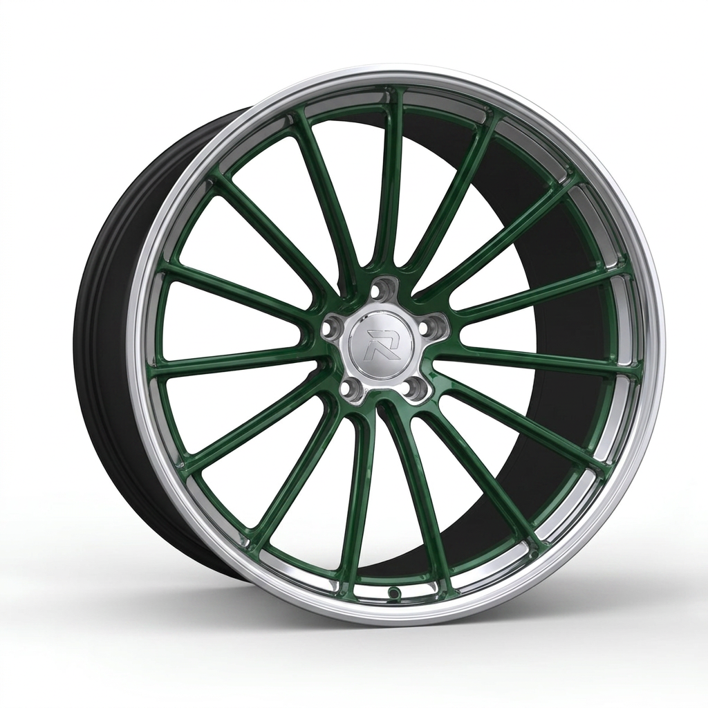 RZR CXCIV forged wheel — British Racing Green / Polished Lip