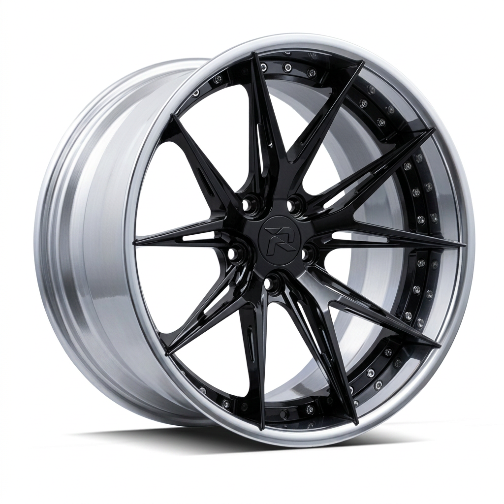 RZR XCII forged wheel — Gloss Black / Polished Lip