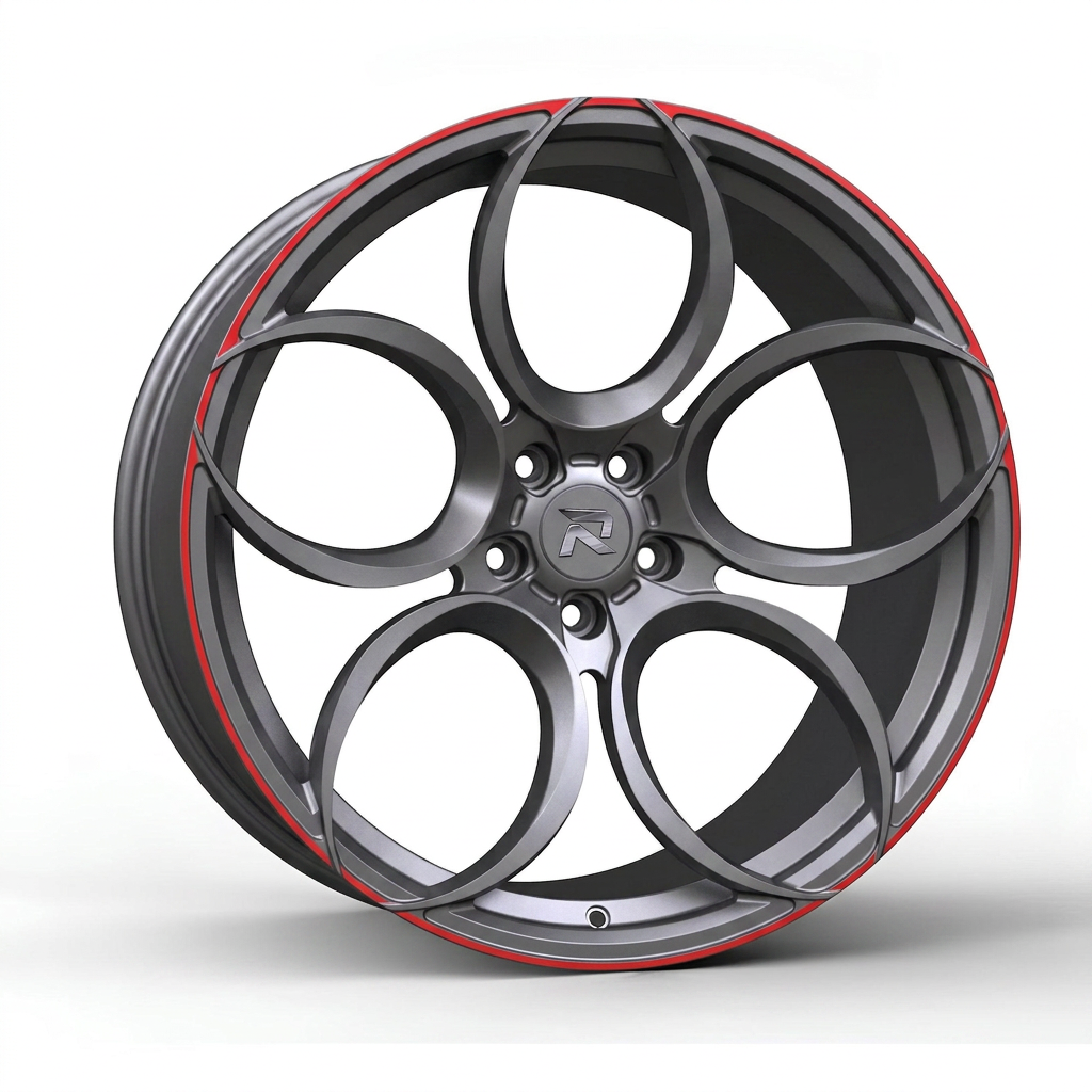 RZR CLXXXIX forged wheel — Gunmetal / Red Pinstripe