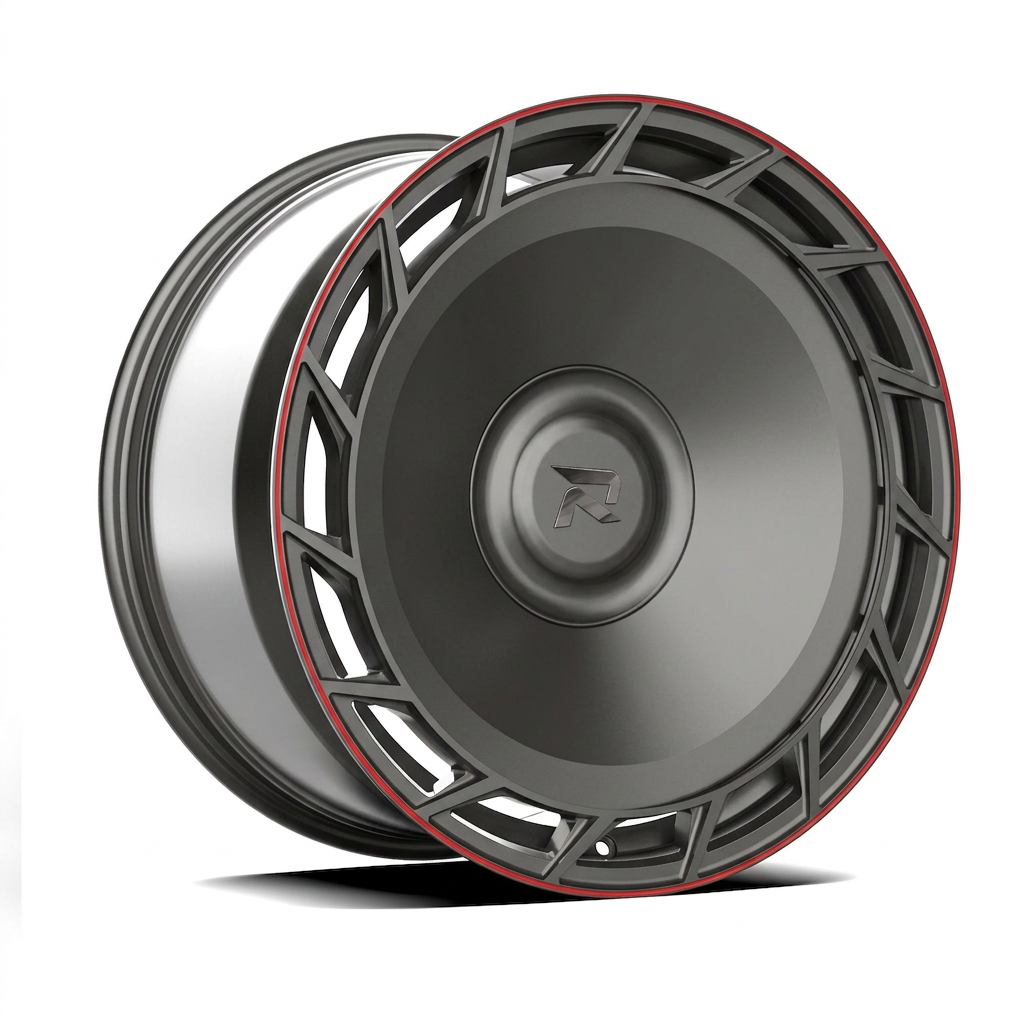 RZR CLXXXII forged wheel — Gunmetal / Red Pinstripe