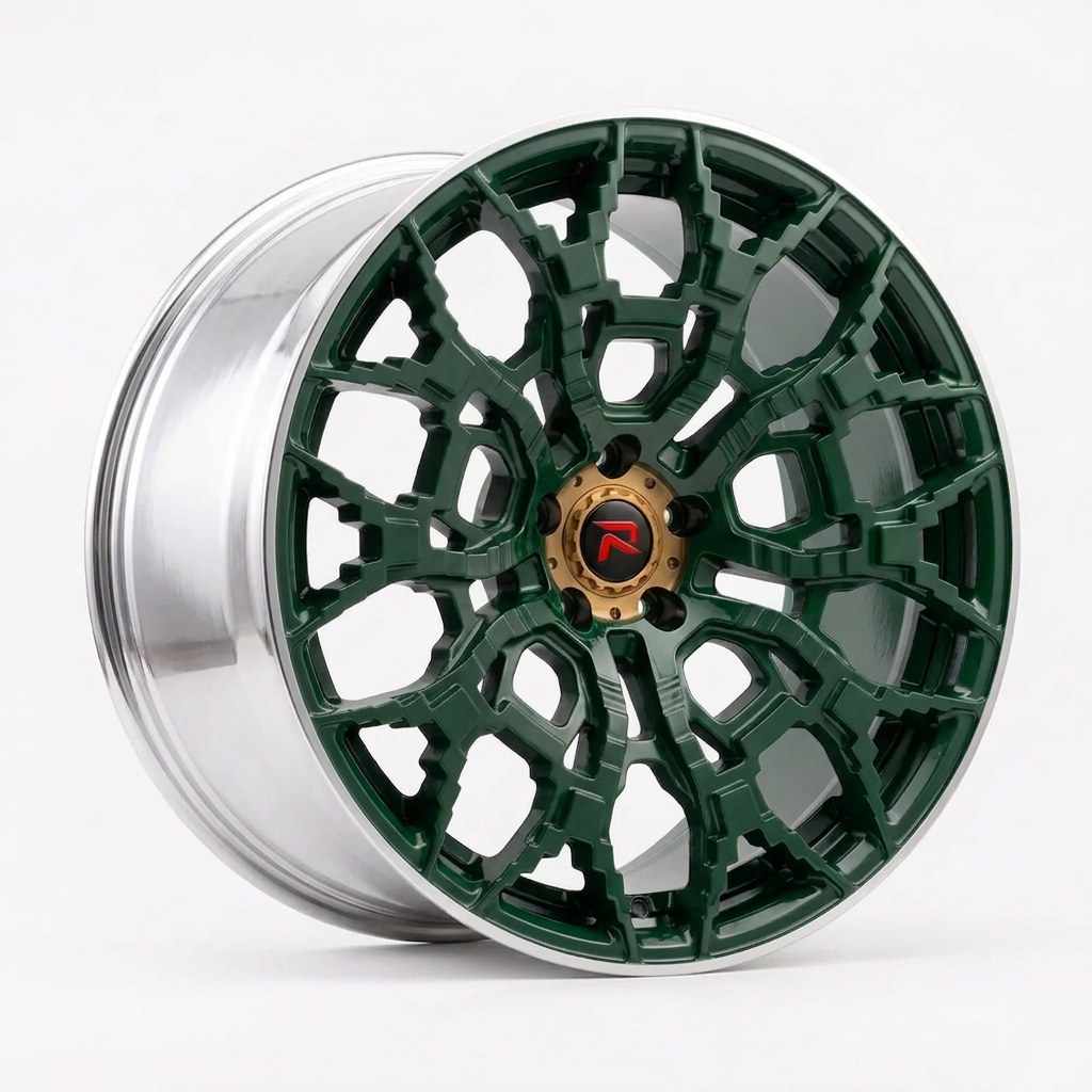 RZR XLIX forged wheel — British Racing Green / Polished Lip
