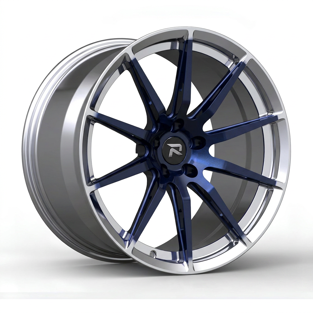 RZR CXCVIII forged wheel — Midnight Blue Pearl / Polished Lip