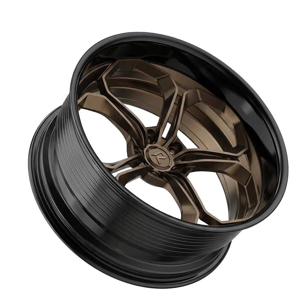 RZR LXIV forged wheel — Satin Bronze / Gloss Black Lip