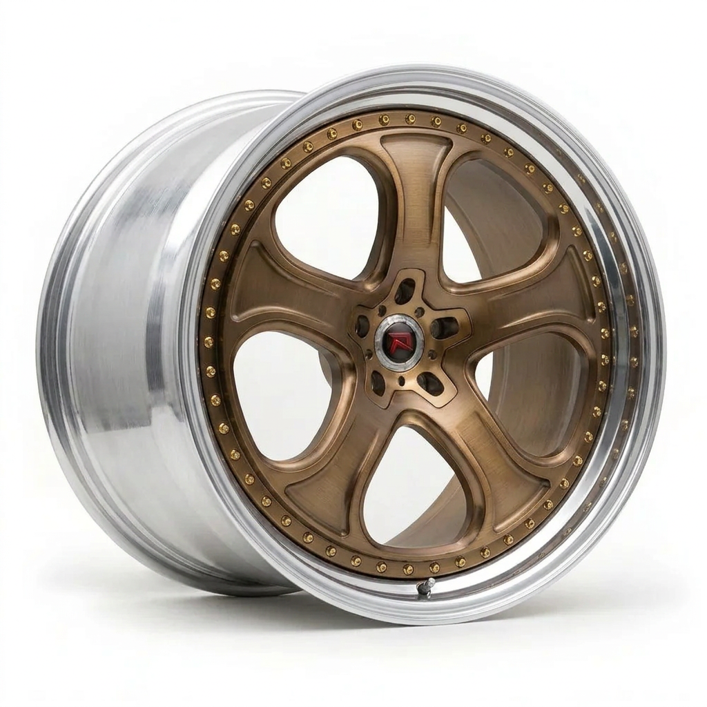 RZR XXVI forged wheel — Brushed Bronze / Polished Lip