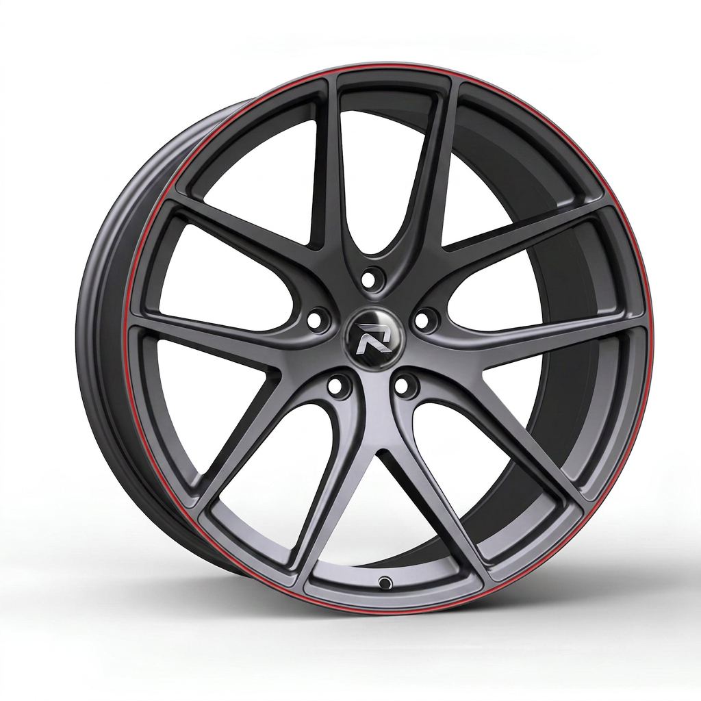RZR CXCII forged wheel — Gunmetal / Red Pinstripe