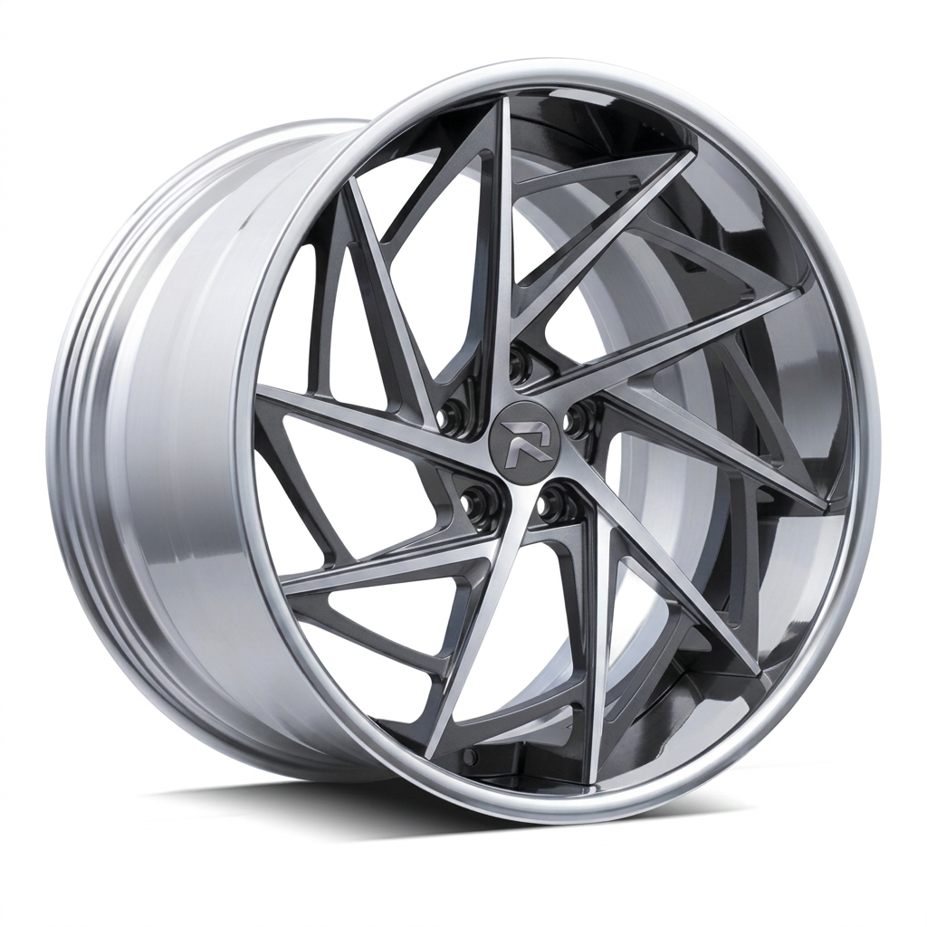 RZR XCVI forged wheel — Graphite Machined / Polished Lip