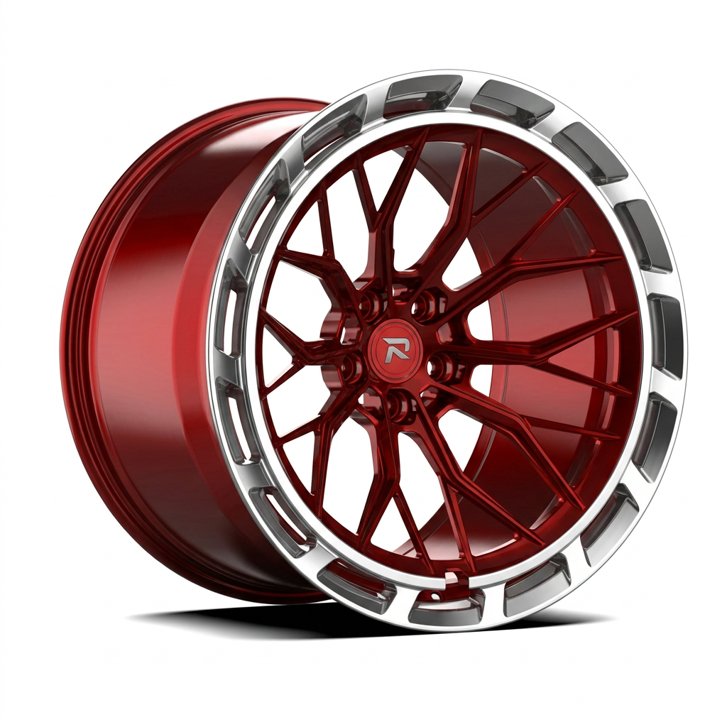 RZR CXLVIII forged wheel — Candy Red / Polished Lip