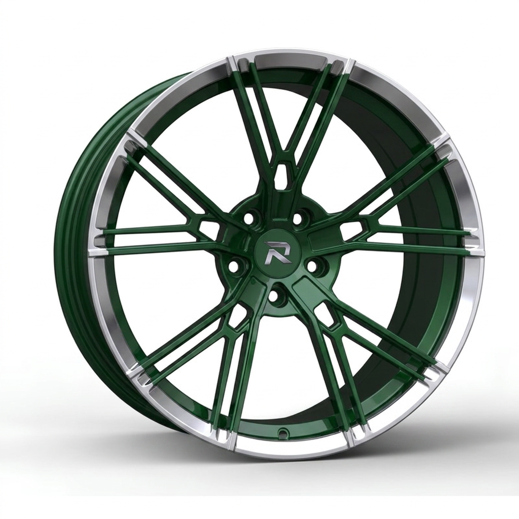 RZR CXC forged wheel — British Racing Green / Polished Lip