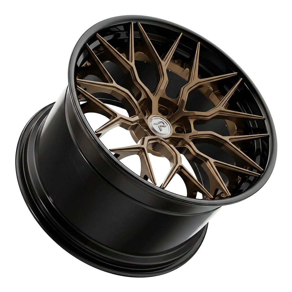 RZR I forged wheel — Satin Bronze / Gloss Black Lip