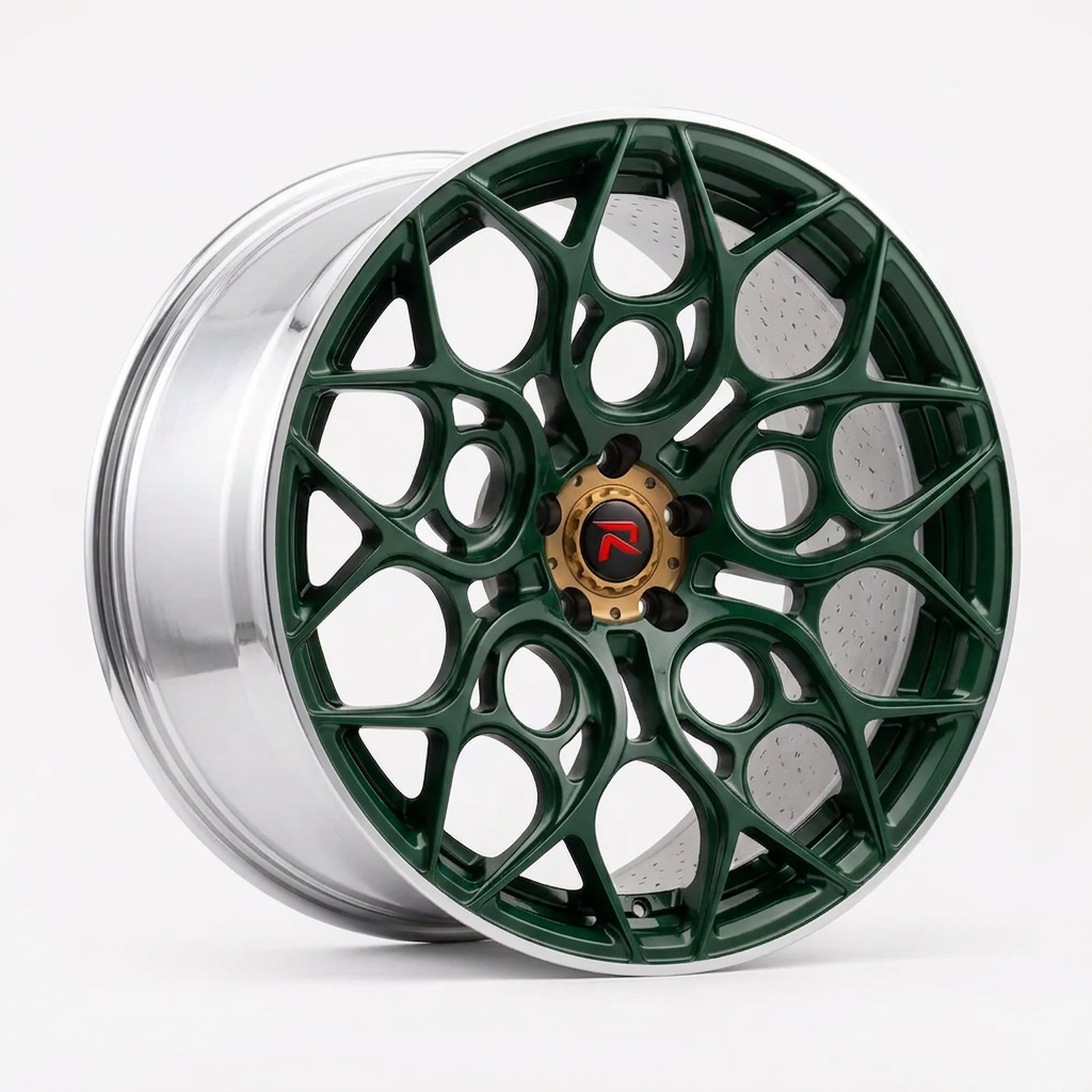 RZR XXXVI forged wheel — British Racing Green / Polished Lip
