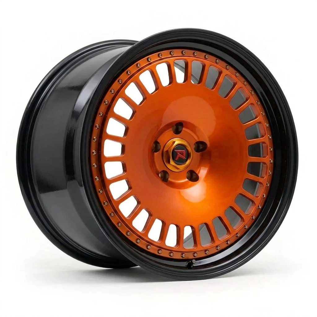 RZR XLI forged wheel — Candy Orange / Gloss Black Lip