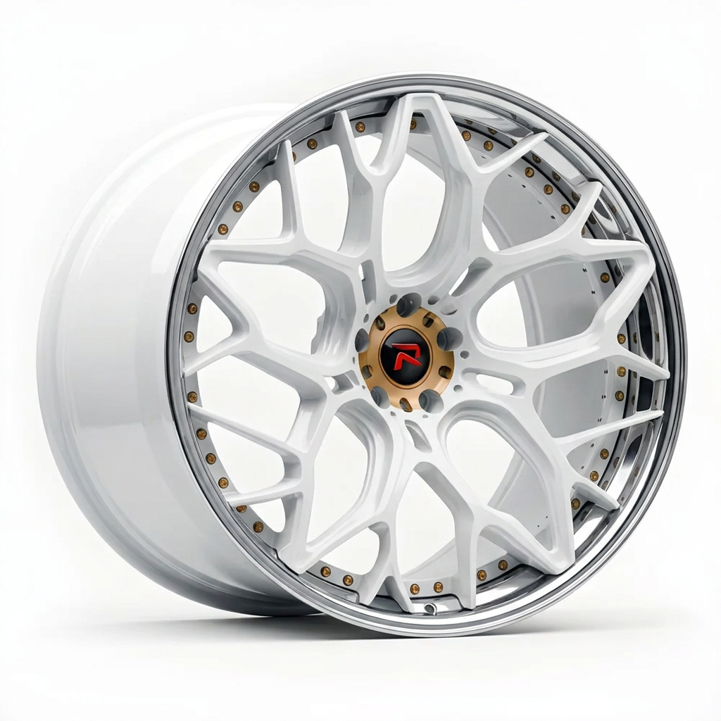 RZR XVII forged wheel — Gloss White / Polished Lip