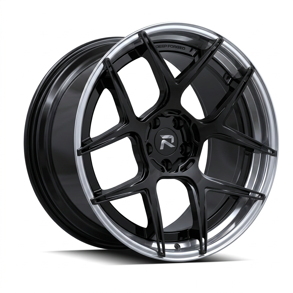 RZR CVIII forged wheel — Gloss Black / Polished Lip