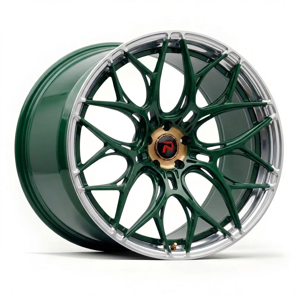 RZR LIV forged wheel — British Racing Green / Polished Lip