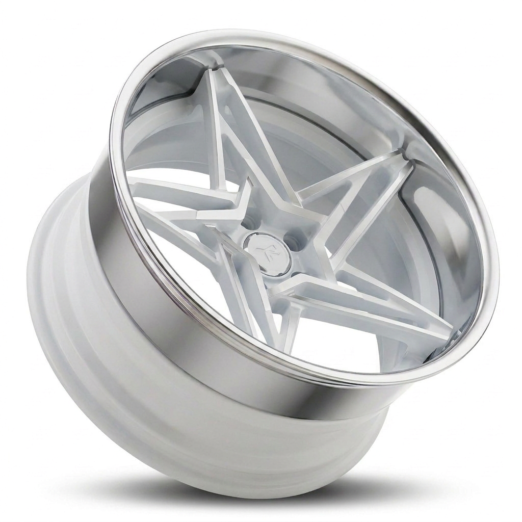 RZR IX forged wheel — Brushed Silver Face / Machined Spokes / Polished Chrome Lip
