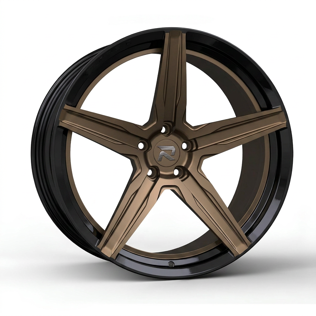 RZR CXXVIII forged wheel — Satin Bronze / Gloss Black Lip