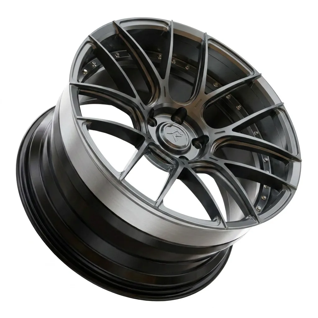 RZR II forged wheel — Brushed Graphite / Gloss Black Barrel