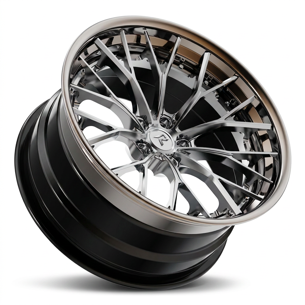 RZR III forged wheel — Brushed Chrome Face / Bronze Lip / Gloss Black Barrel