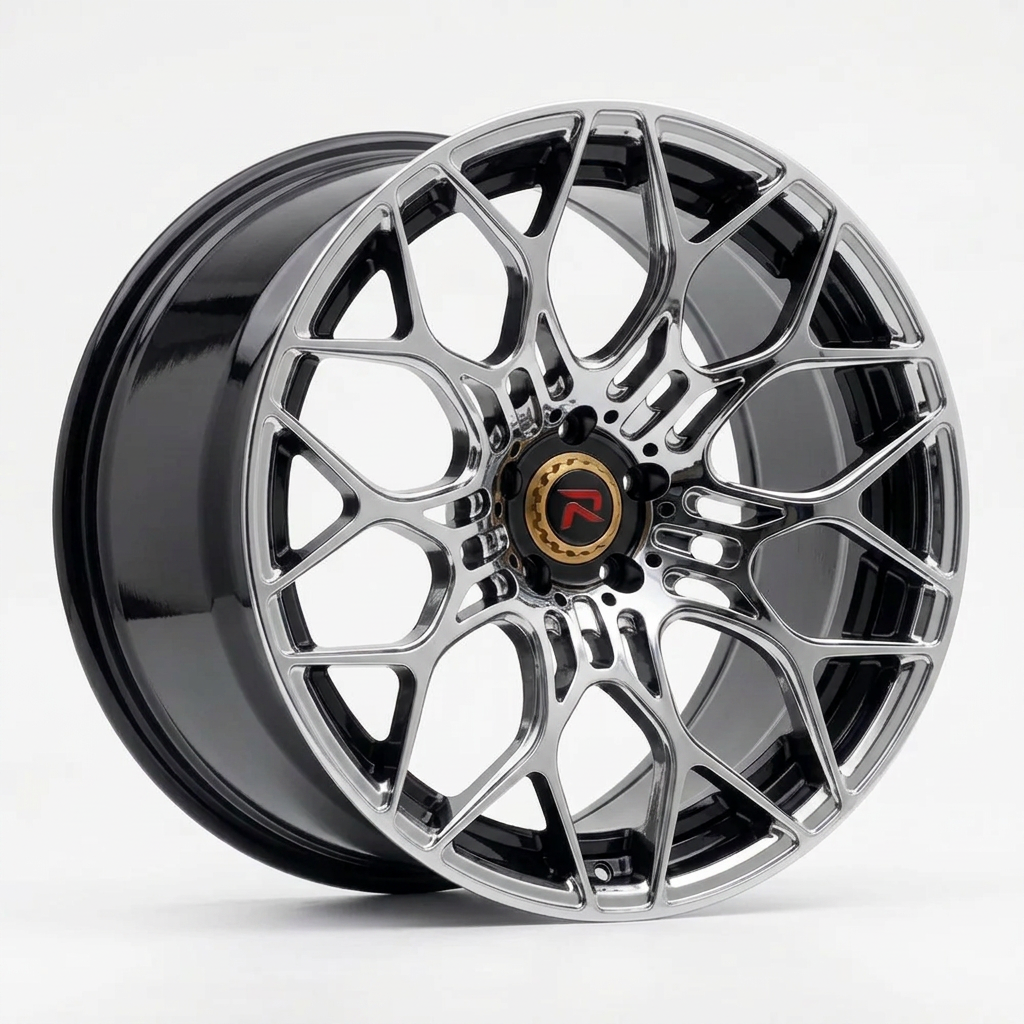 RZR XLV forged wheel — Liquid Silver Chrome / Black Accents