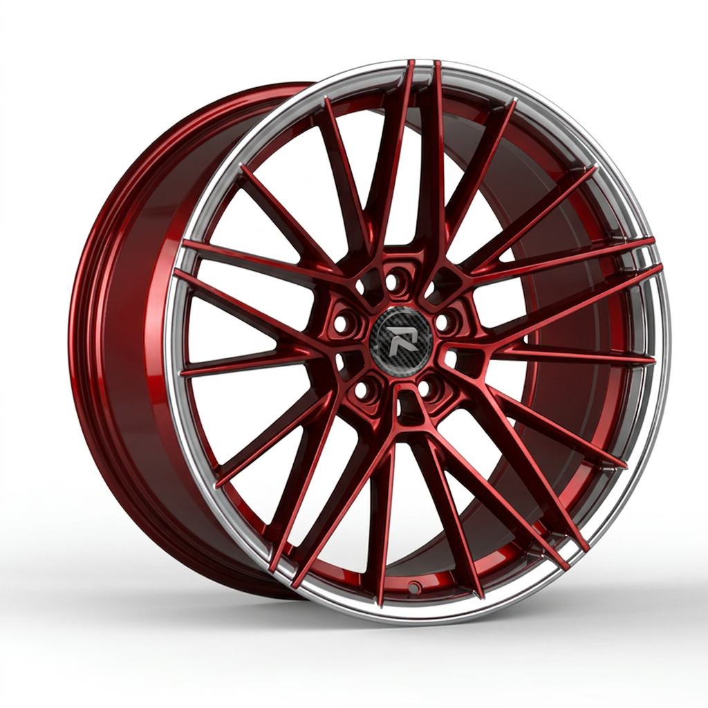 RZR CLVIII forged wheel — Candy Red / Polished Lip