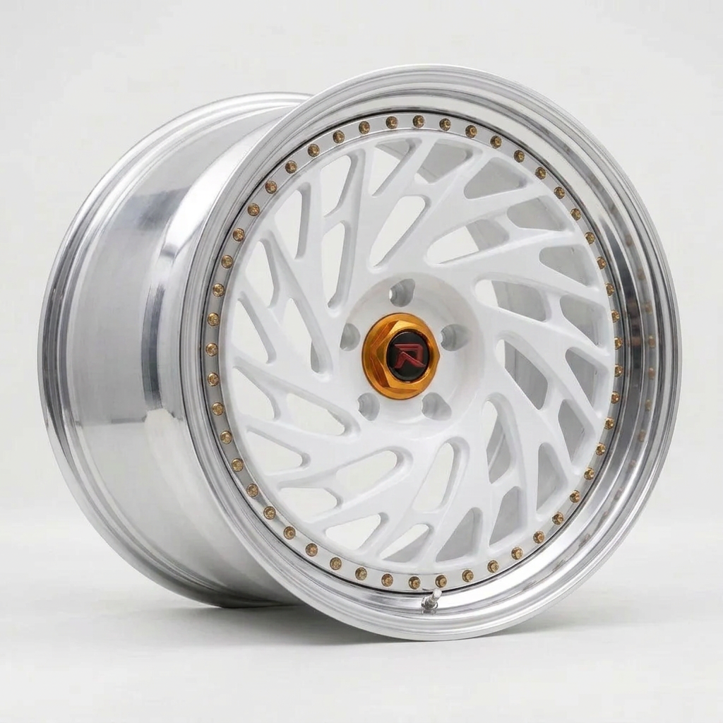 RZR LVI forged wheel — Gloss White / Polished Lip