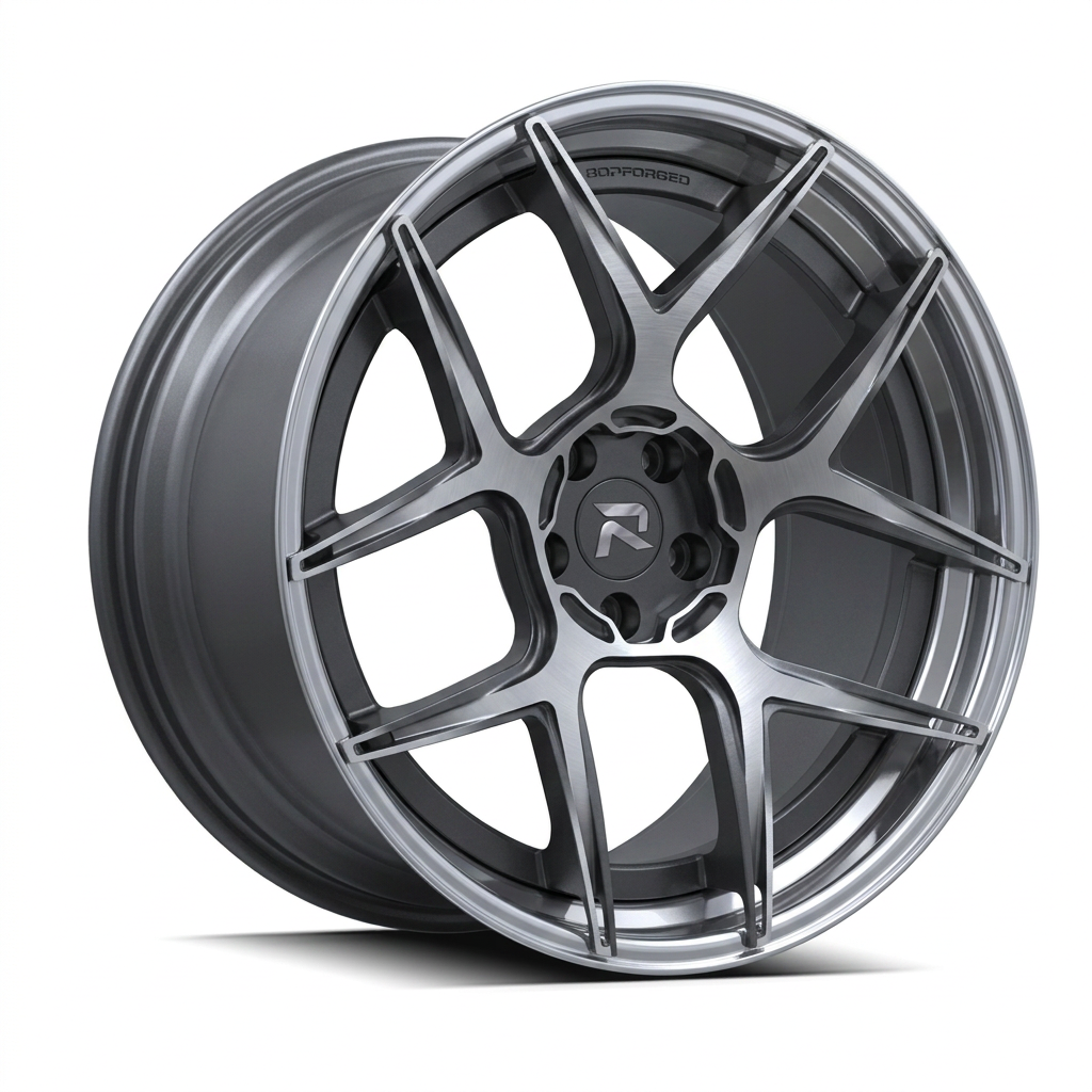 RZR CVIII forged wheel — Graphite Machined / Polished Lip
