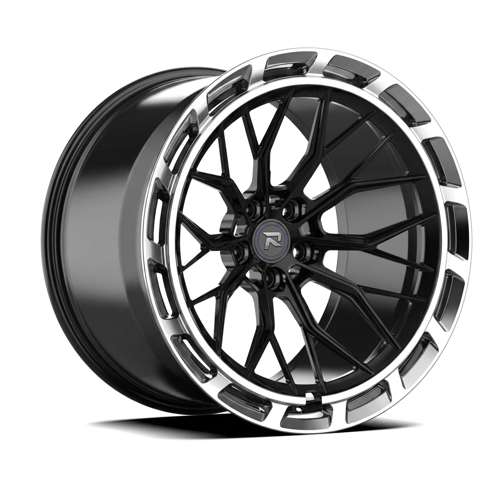 RZR CXLVIII forged wheel — Gloss Black / Polished Lip