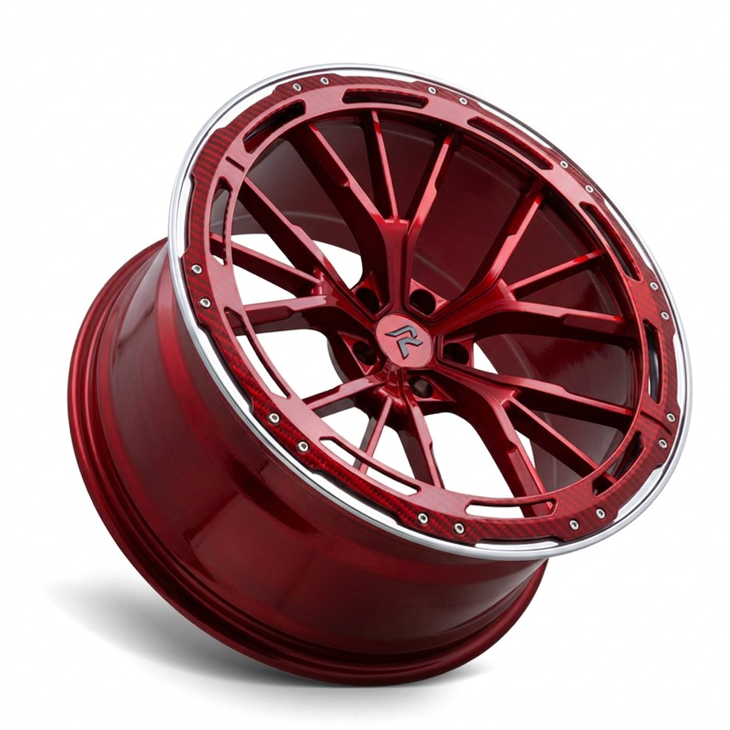 RZR LXXXIV forged wheel — Candy Red / Polished Lip