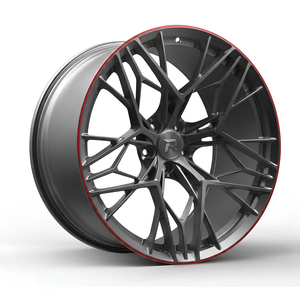 RZR CLXVIII forged wheel — Gunmetal / Red Pinstripe