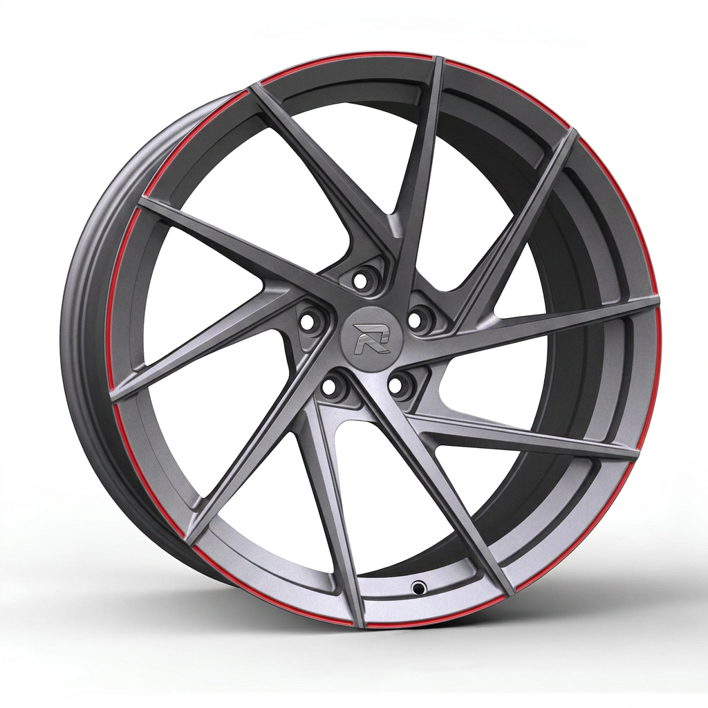 RZR CXI forged wheel — Gunmetal / Red Pinstripe