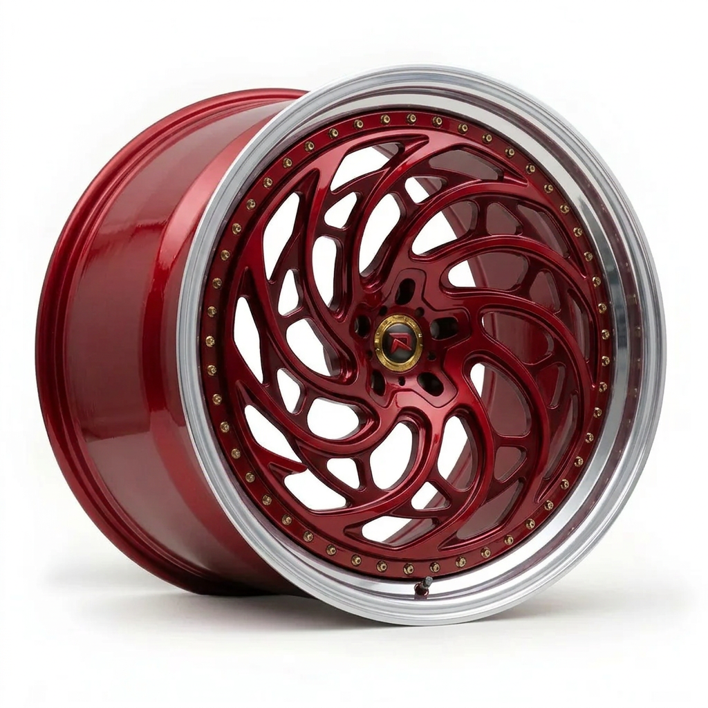 RZR XXVIII forged wheel — Candy Red / Polished Lip
