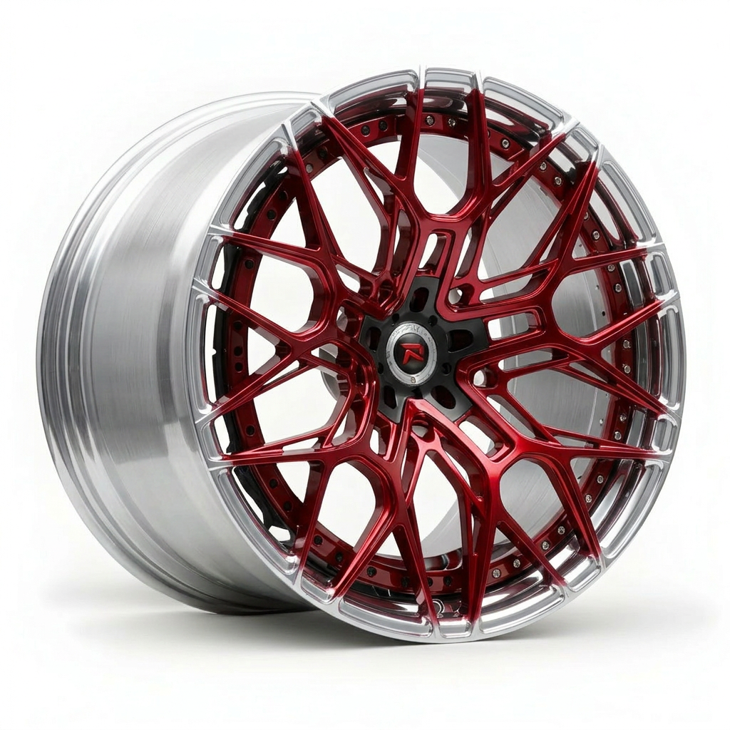 RZR XX forged wheel — Candy Red / Polished Lip
