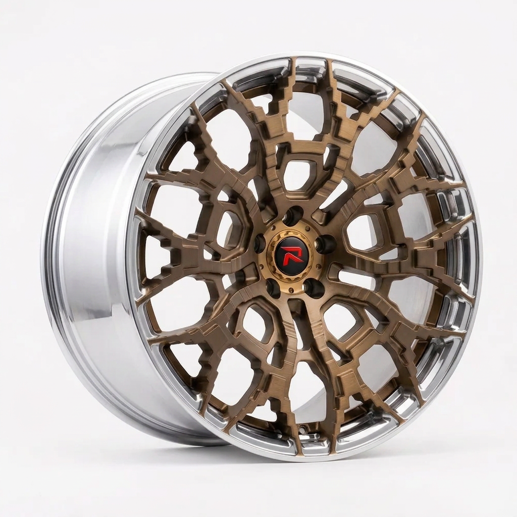 RZR XLIX forged wheel — Brushed Bronze / Polished Lip