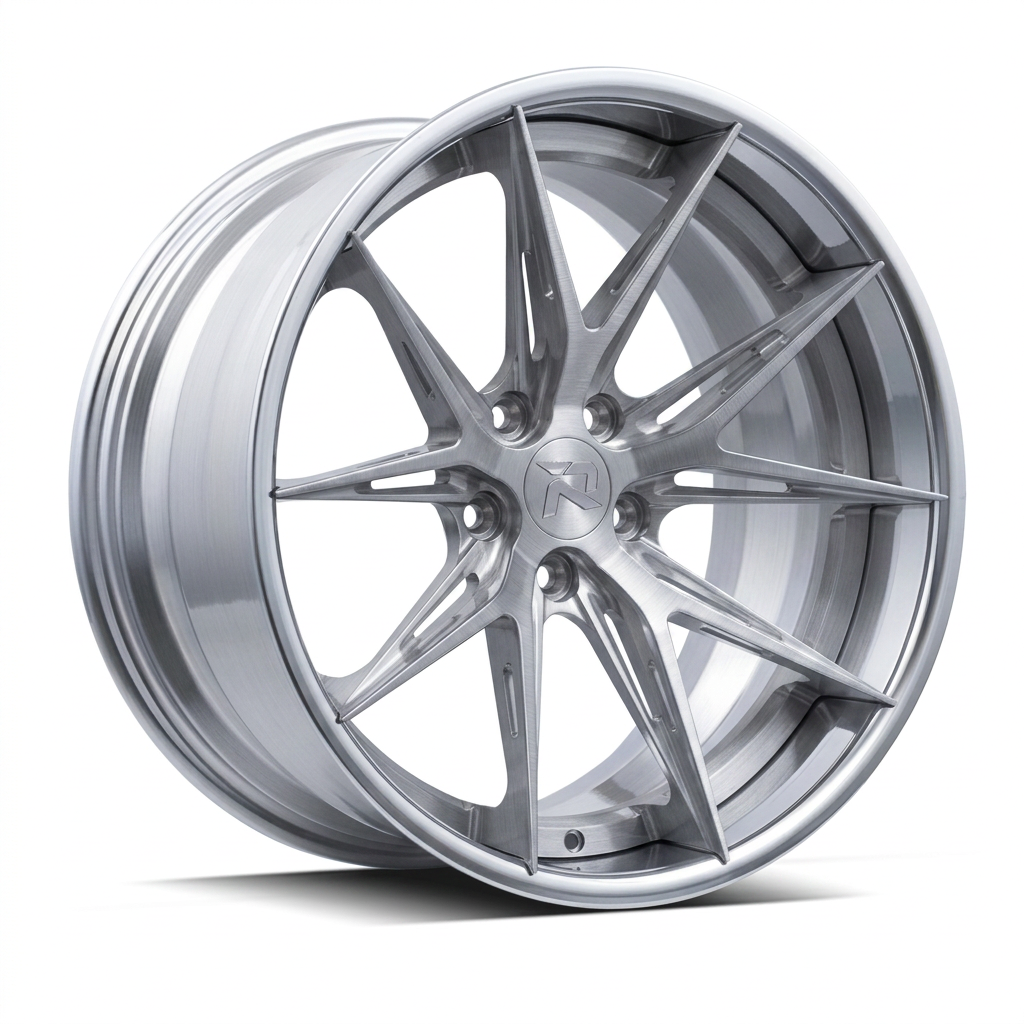 RZR XCII forged wheel — Brushed Silver / Polished Lip