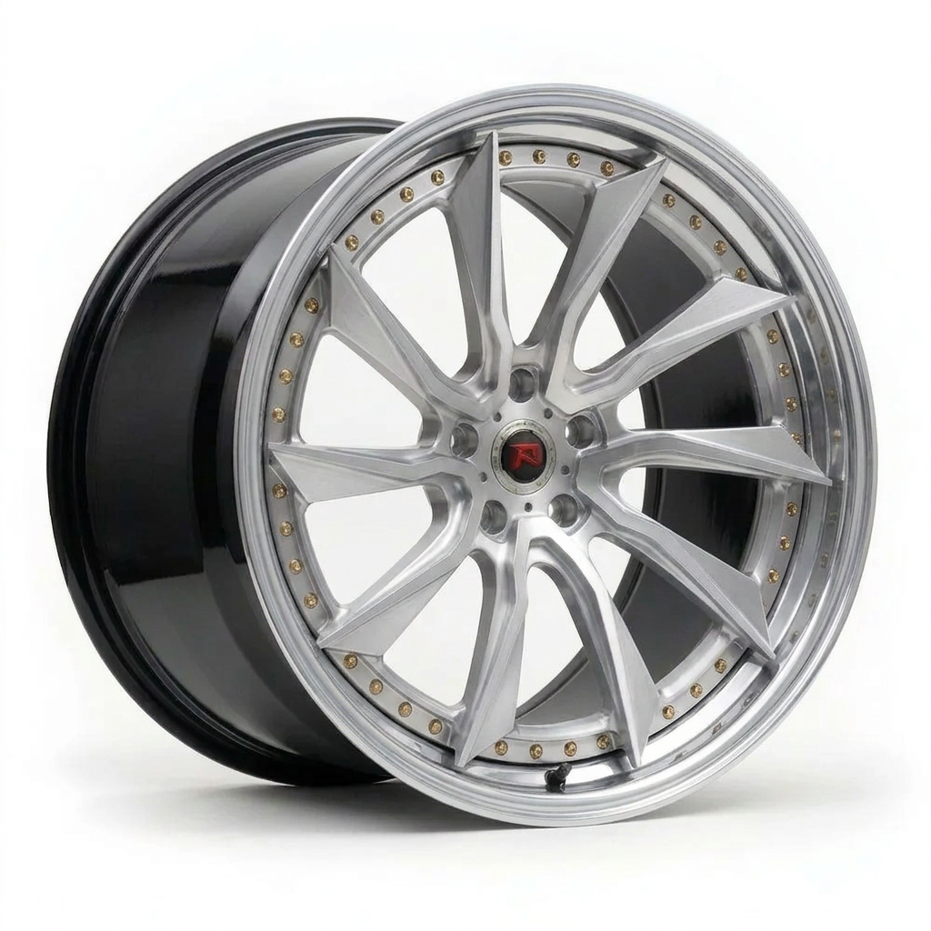 RZR LVIII forged wheel — Brushed Silver / Polished Lip