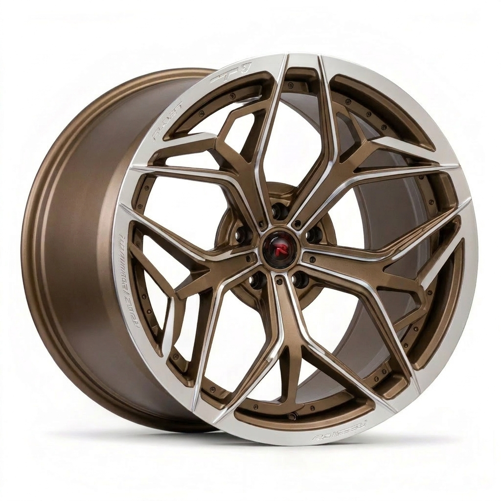 RZR XIII forged wheel — Brushed Bronze / Polished Silver Face
