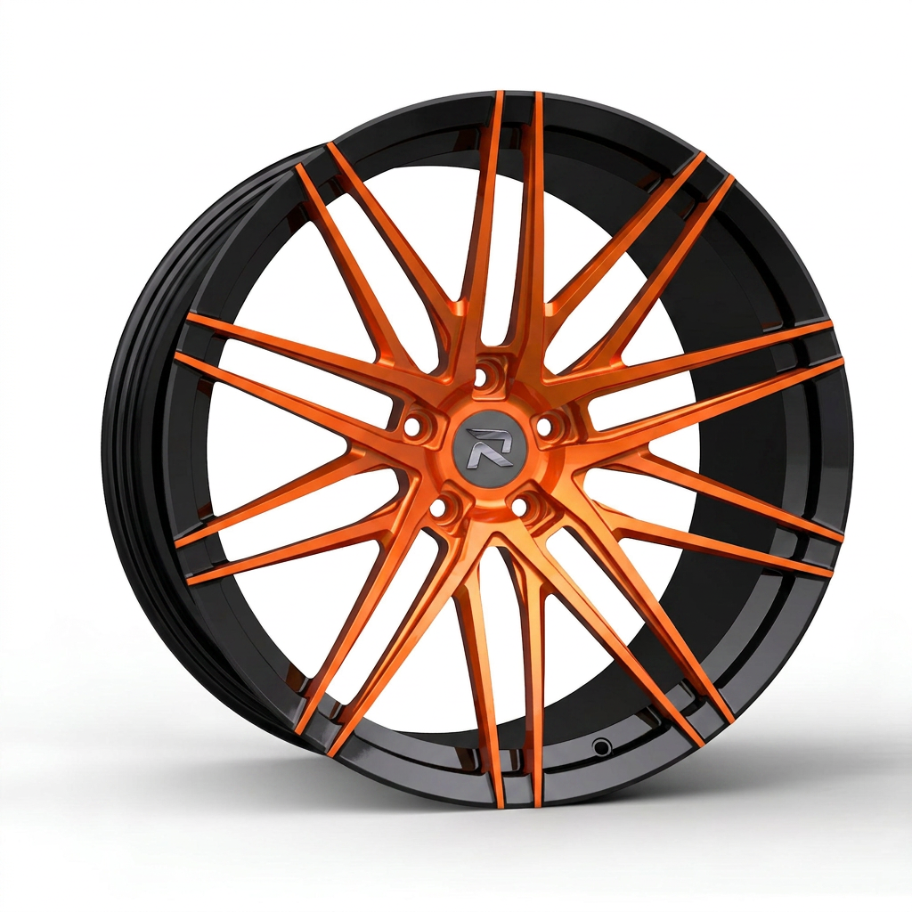 RZR CXCI forged wheel — Candy Orange / Gloss Black Lip