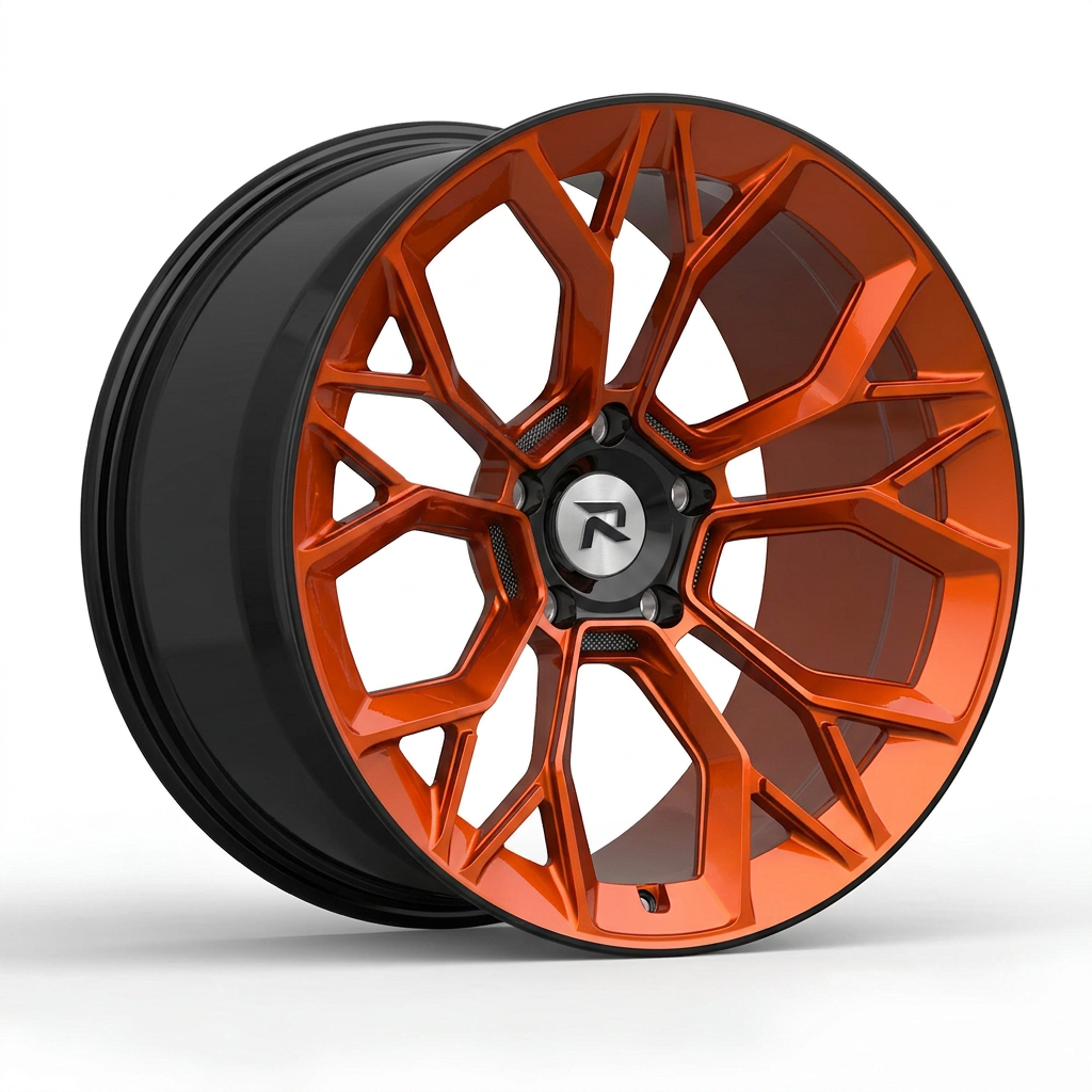 RZR CLIII forged wheel — Candy Orange / Gloss Black Lip