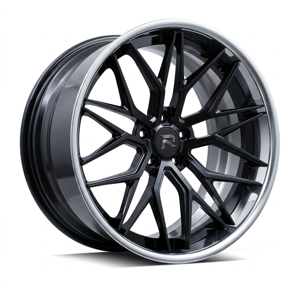 RZR XCV forged wheel — Gloss Black / Polished Lip
