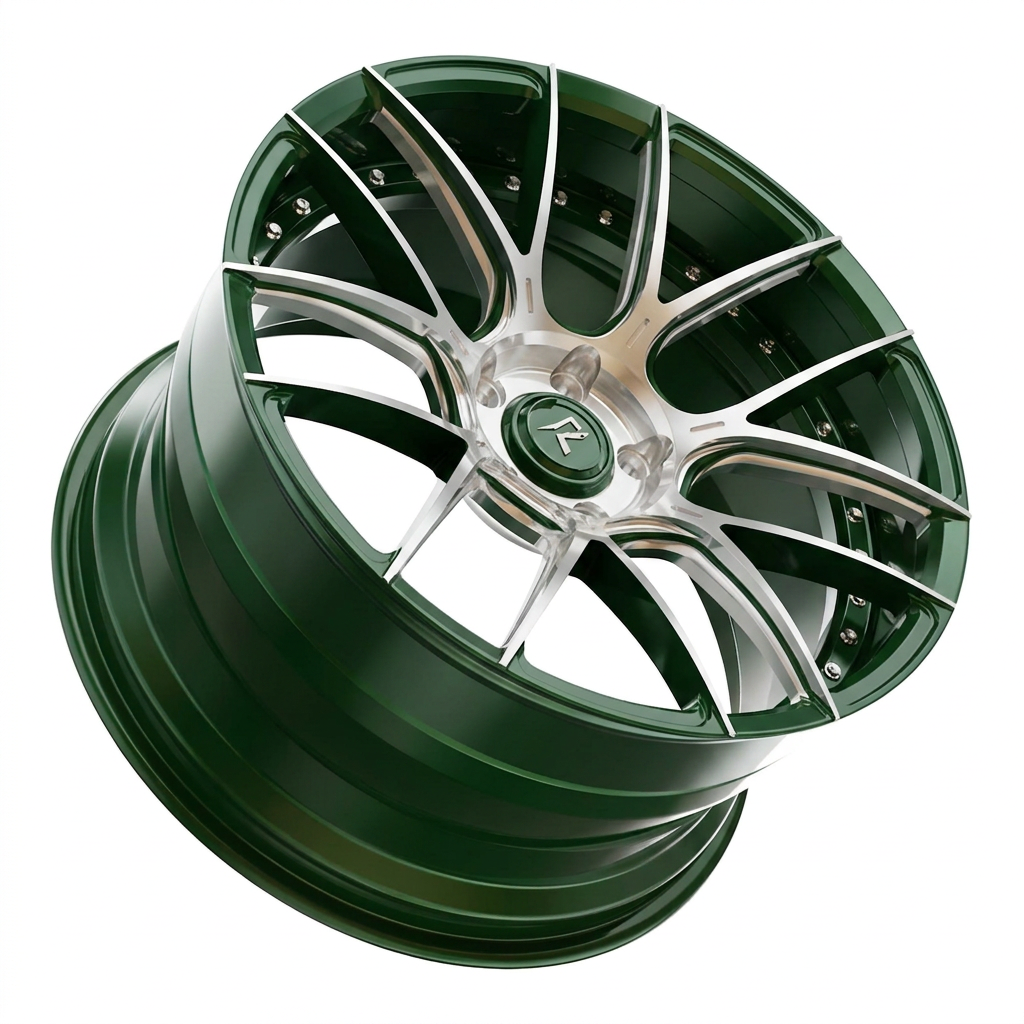 RZR II forged wheel — British Racing Green / Machined Face