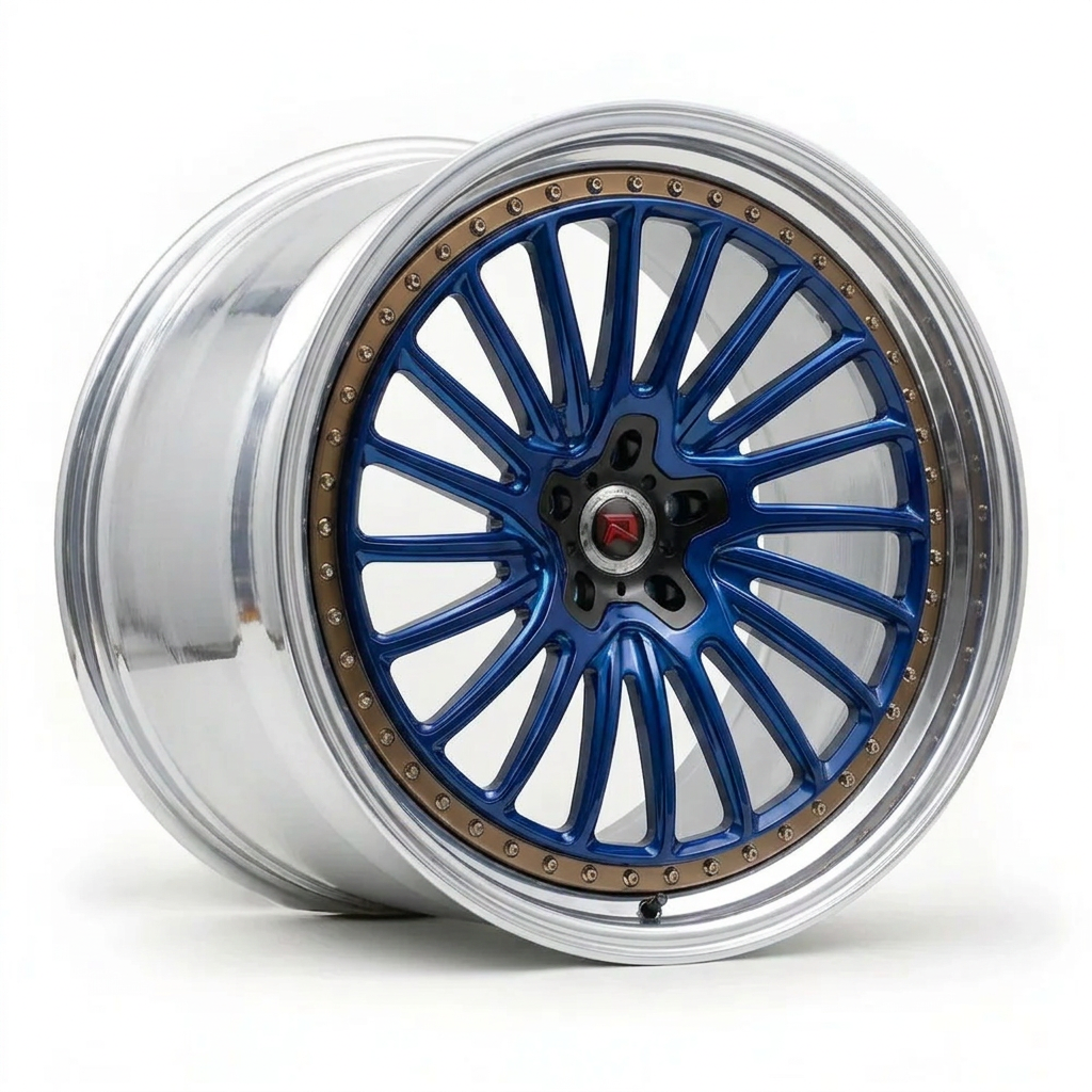 RZR XXV forged wheel — Candy Blue / Polished Lip