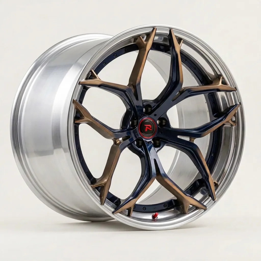 RZR XV forged wheel — Midnight Blue & Brushed Bronze / Polished Lip