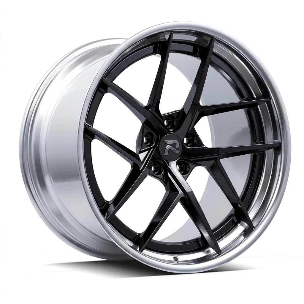 RZR CVII forged wheel — Gloss Black / Polished Lip