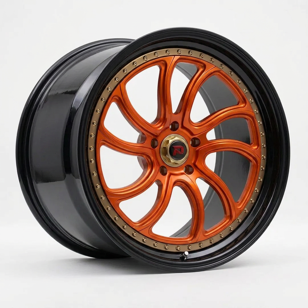RZR XXXV forged wheel — Candy Orange / Gloss Black Lip