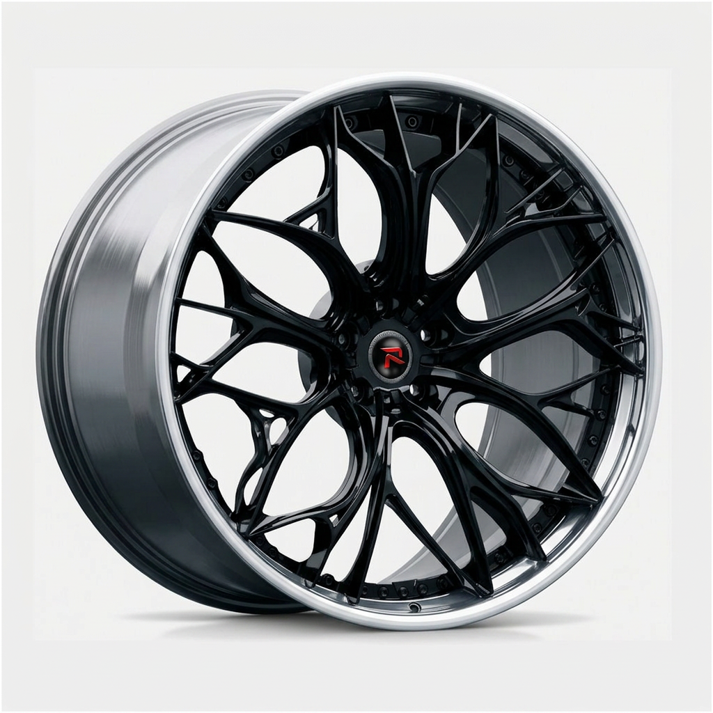 RZR XXI forged wheel — Gloss Black / Polished Lip