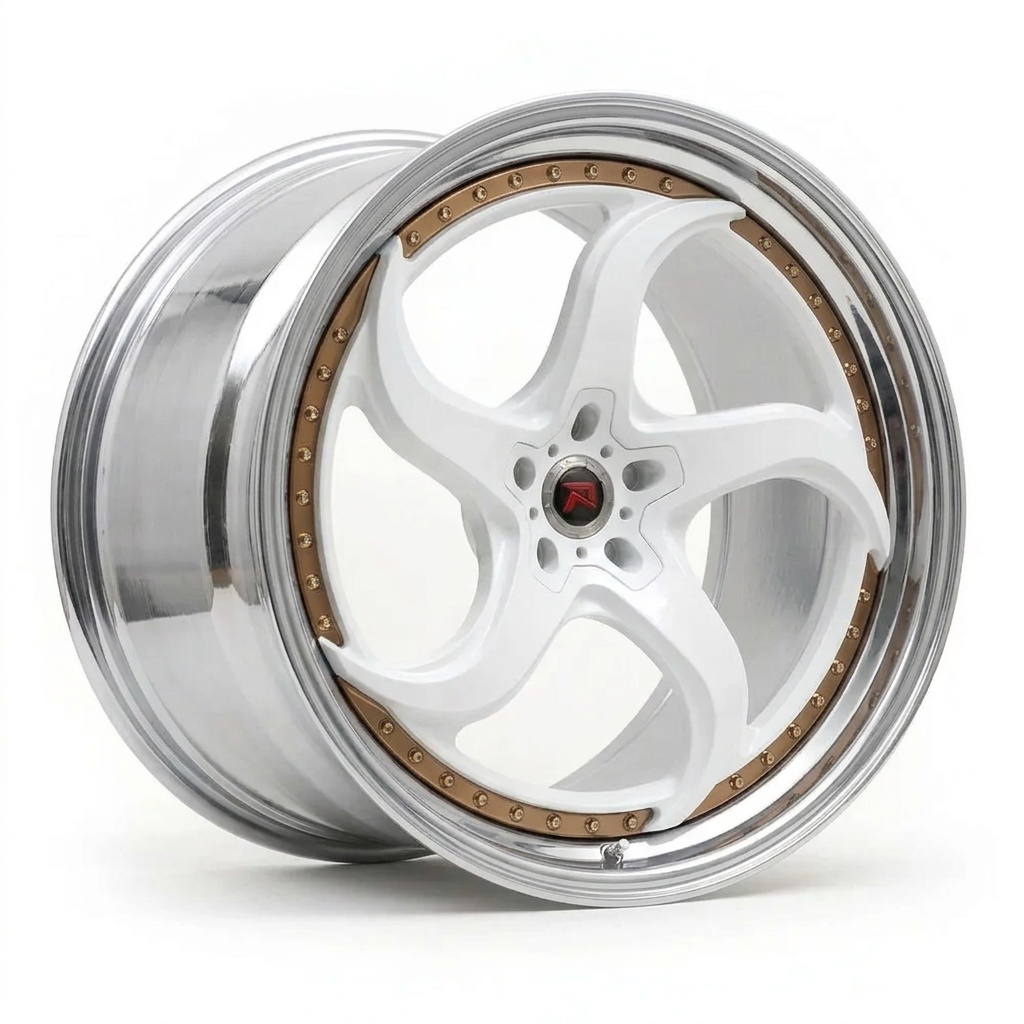 RZR XXVII forged wheel — Gloss White / Polished Lip