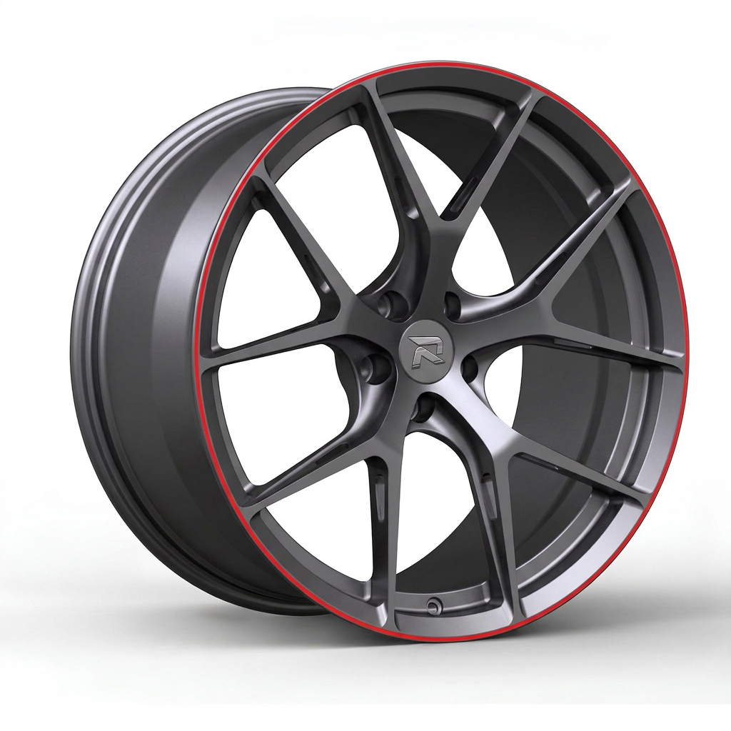 RZR CCI forged wheel — Gunmetal / Red Pinstripe